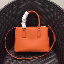 Prada Small Galleria Bag In Orange Saffiano Leather 261