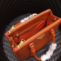 Prada Small Galleria Bag In Orange Saffiano Leather 261