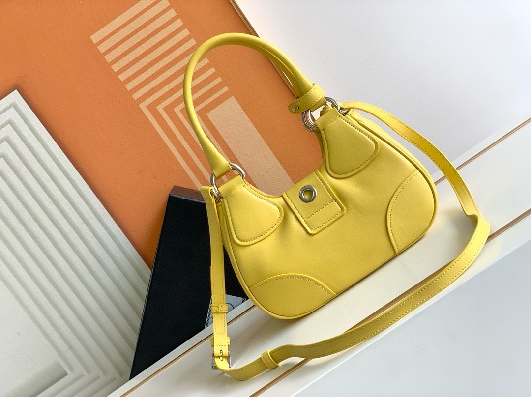 Prada Moon Bag in Yellow Padded Nappa Leather 400