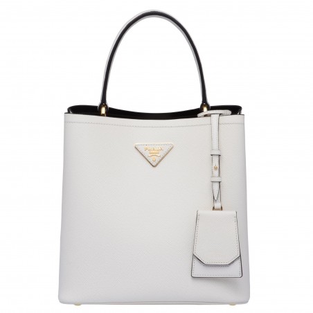 Prada White Saffiano North South Double Medium Bag 462