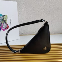 Prada Triangle Pouch Bag In Black Leather  508