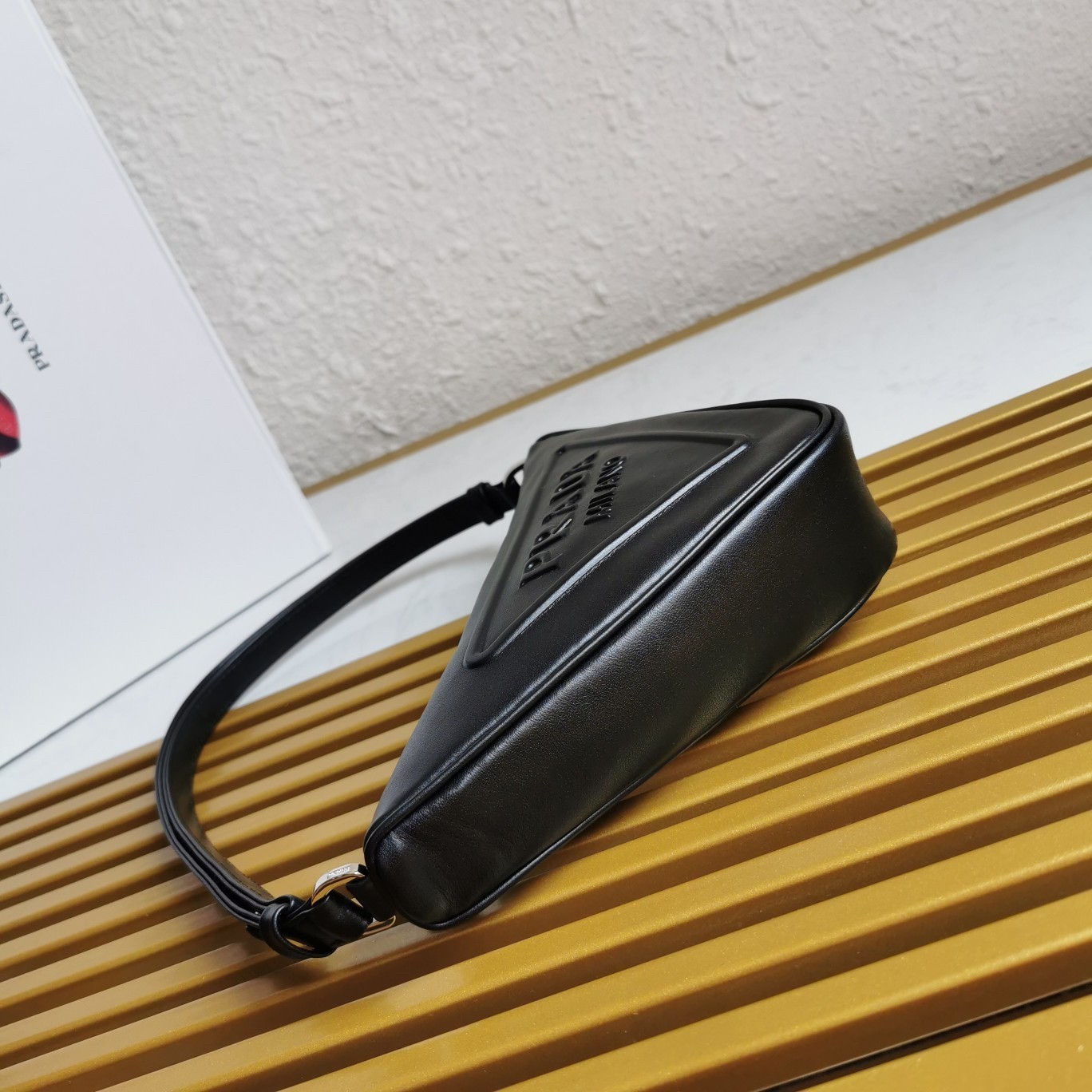 Prada Triangle Pouch Bag In Black Leather  508