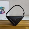 Prada Triangle Pouch Bag In Black Leather  508