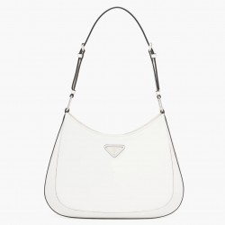 Prada Cleo Large Shoulder Bag In White Brushed Leather  591