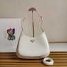 Prada Cleo Large Shoulder Bag In White Brushed Leather  591