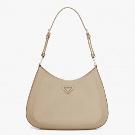 Prada Cleo Shoulder Large Bag In Beige Brushed Leather 293