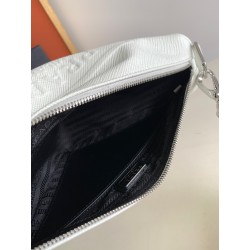 Prada Triangle Shoulder Bag In White Saffiano Calfskin 007