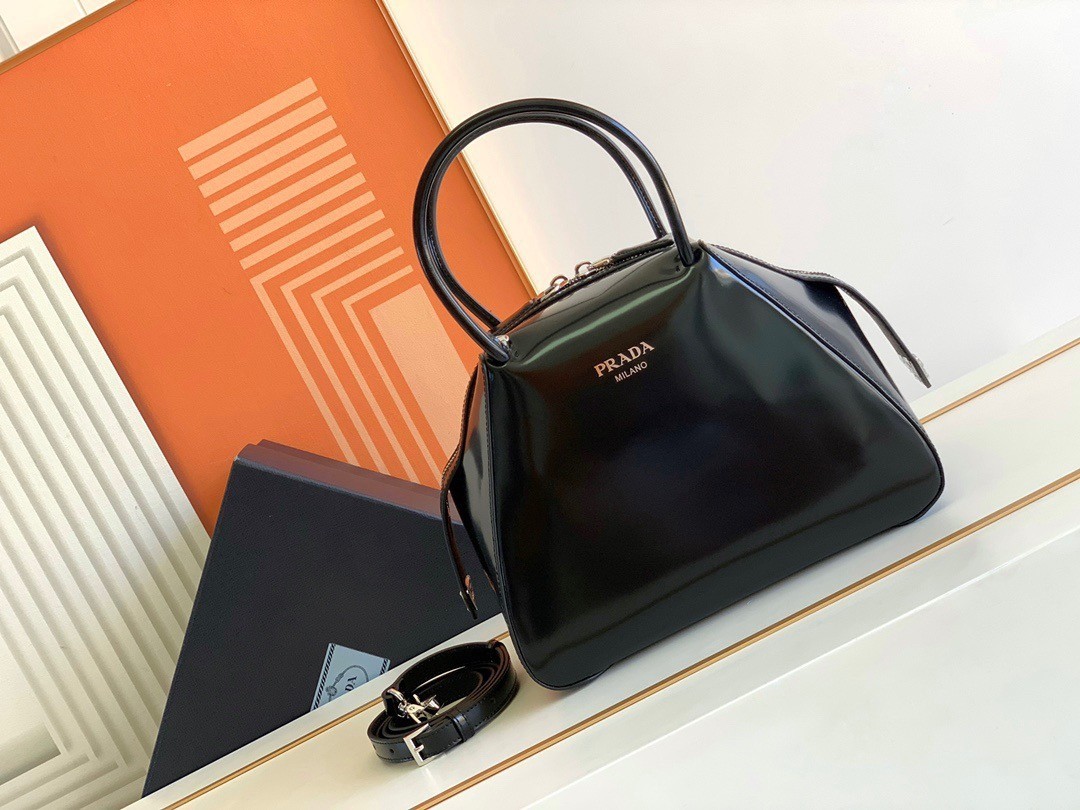 Prada Supernova Small Handbag In Black Brushed Leather 023