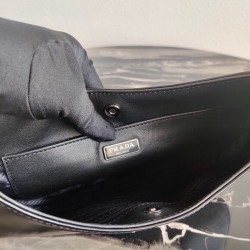 Prada Cleo Small Shoulder Bag In Black Brushed Leather 706