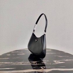 Prada Cleo Small Shoulder Bag In Black Brushed Leather 706