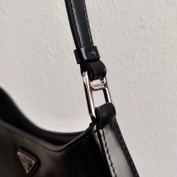 Prada Cleo Small Shoulder Bag In Black Brushed Leather 706