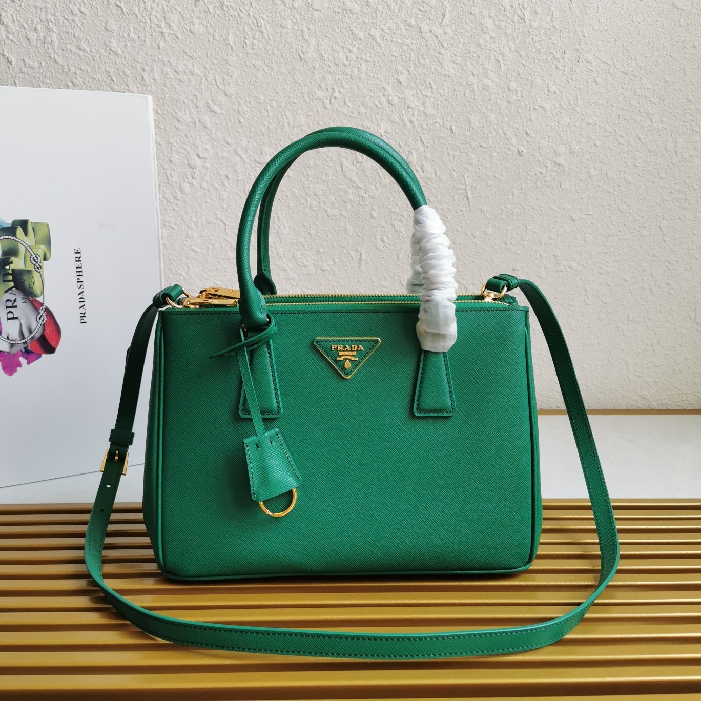 Prada Small Galleria Bag In Mango Saffiano Leather 947