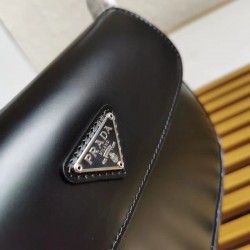 Prada Black Brushed Leather Cleo Shoulder Bag with Flap 876
