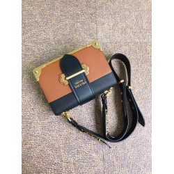 Prada Cahier Shoulder Bag In Brown/Black Leather 866