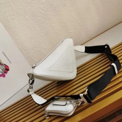 Prada Triangle Shoulder Bag In White Leather 671