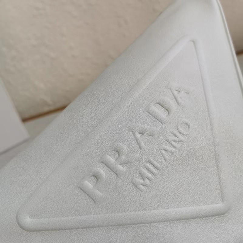 Prada Triangle Shoulder Bag In White Leather 671