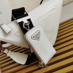 Prada Triangle Shoulder Bag In White Leather 671