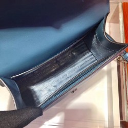 Prada Monochrome Flap Bag In Blue Saffiano Leather 714