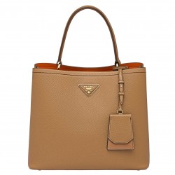 Prada Brown Saffiano Leather Double Bag 001