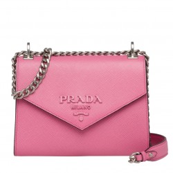 Prada Monochrome Flap Bag In Begonia Pink Saffiano Leather 899