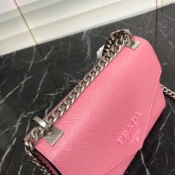 Prada Monochrome Flap Bag In Begonia Pink Saffiano Leather 899