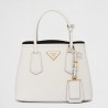 Prada Double Mini Bag In White Saffiano Leather 914