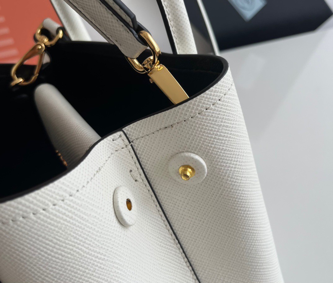 Prada Double Mini Bag In White Saffiano Leather 914