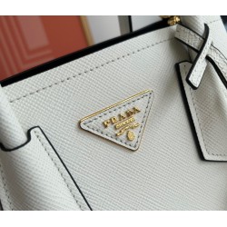 Prada Double Mini Bag In White Saffiano Leather 914