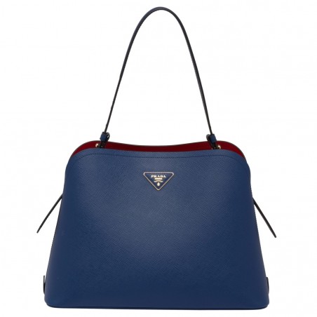 Prada Matinee Tote Bag In Blue Saffiano Leather 228