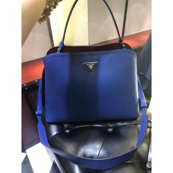 Prada Matinee Tote Bag In Blue Saffiano Leather 228