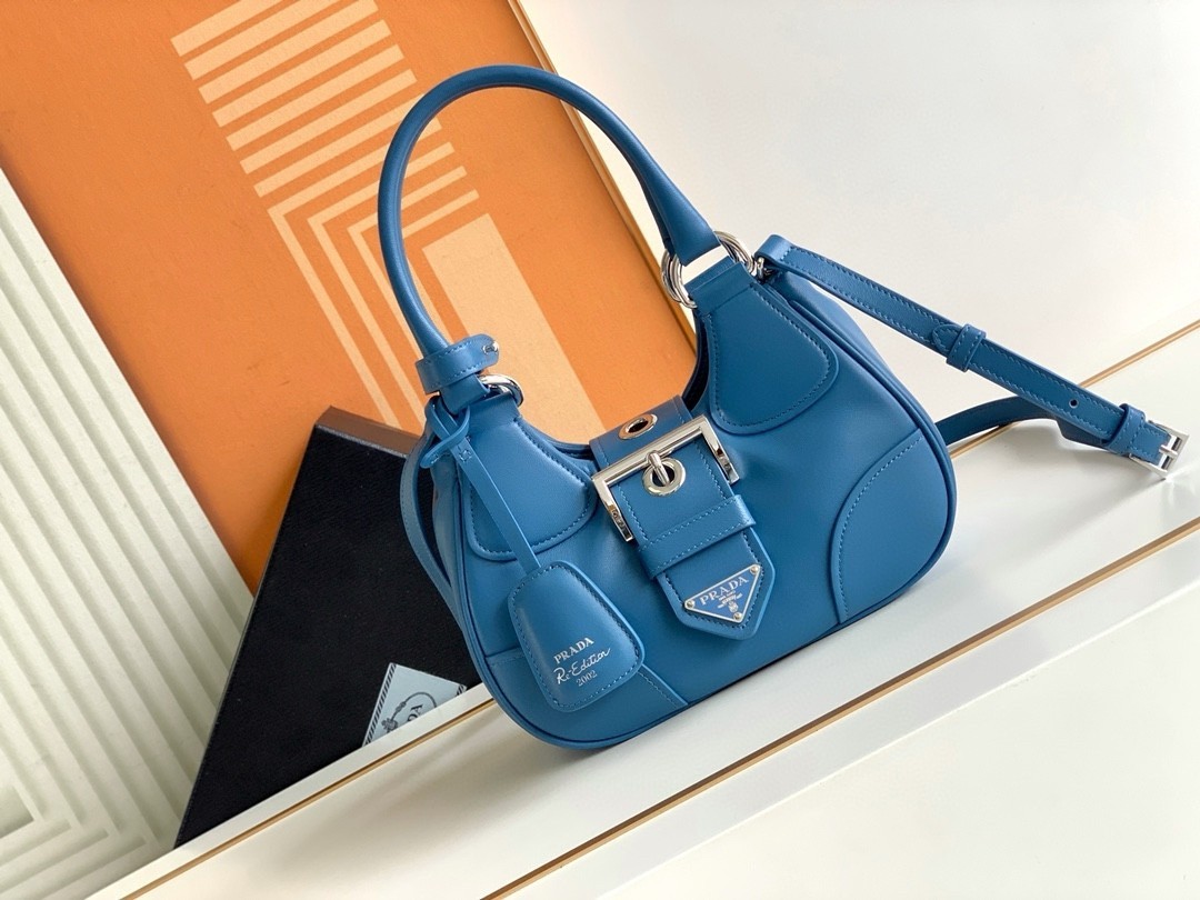 Prada Moon Bag in Blue Padded Nappa Leather 110