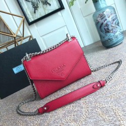 Prada Monochrome Flap Bag In Red Saffiano Leather 125