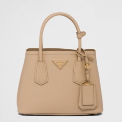 Prada Double Mini Bag In Beige Saffiano Leather 933