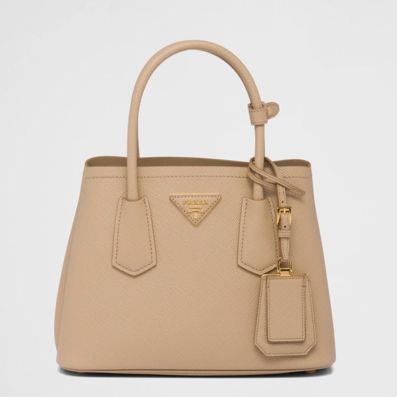 Prada Double Mini Bag In Beige Saffiano Leather 933