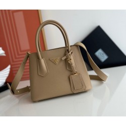 Prada Double Mini Bag In Beige Saffiano Leather 933