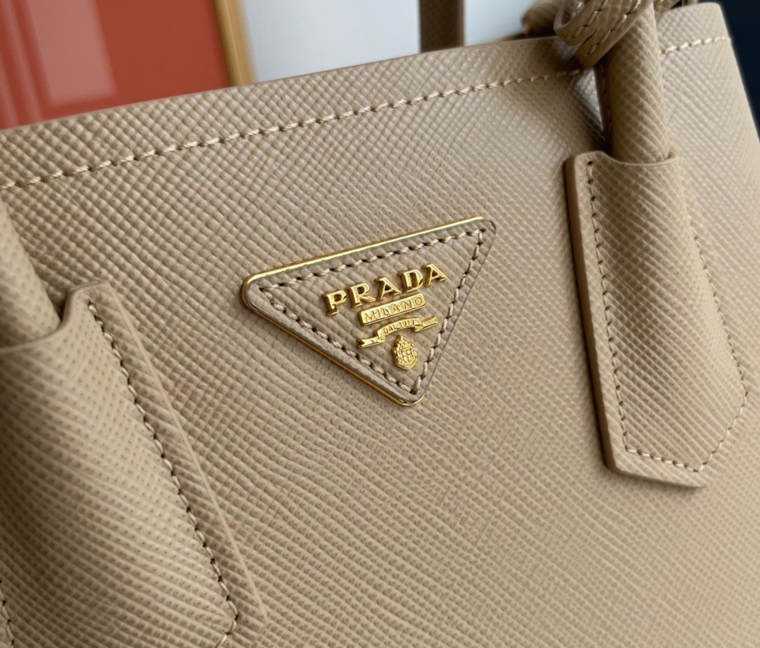 Prada Double Mini Bag In Beige Saffiano Leather 933