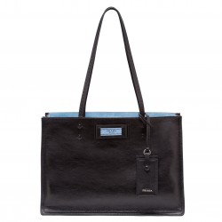 Prada Etiquette Tote Bag In Black Calf Leather 946