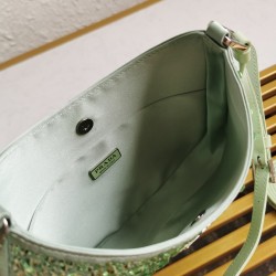 Prada Cleo Bag In Aqua Satin with Cystal Appliques 341