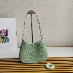 Prada Cleo Bag In Aqua Satin with Cystal Appliques 341