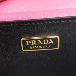 Prada Cahier Shoulder Bag In Pink/Black Leather 975