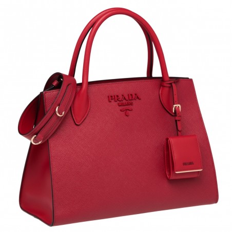 Prada Large Monochrome Bag In Red Saffiano Leather 002