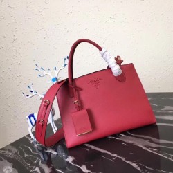 Prada Large Monochrome Bag In Red Saffiano Leather 002