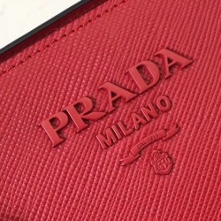Prada Large Monochrome Bag In Red Saffiano Leather 002