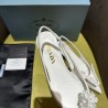 Prada Pumps 45mm in White Leather with Floral Appliques 657