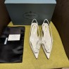 Prada Pumps 45mm in White Leather with Floral Appliques 657