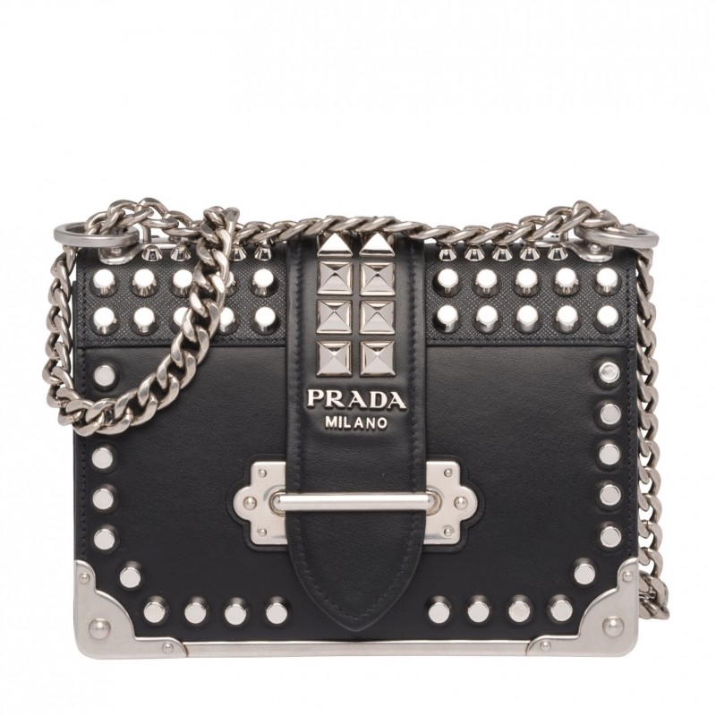 Prada Cahier Studded Leather Shoulder Bag 589