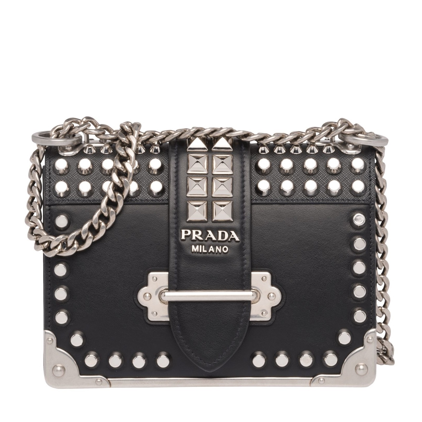 Prada Cahier Studded Leather Shoulder Bag 589