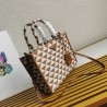 Prada Symbole Small Bag In White/Brown Jjacquard Fabric 662