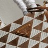 Prada Symbole Small Bag In White/Brown Jjacquard Fabric 662