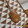 Prada Symbole Small Bag In White/Brown Jjacquard Fabric 662